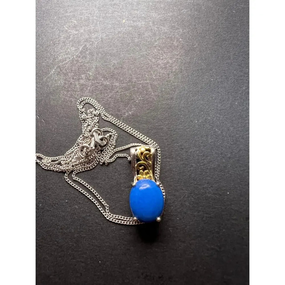 Ceruleite pendant sterling silver necklace - Picture 10 of 11